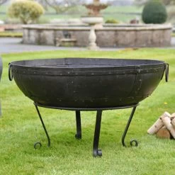 Iron Kadai Fire Bowl - 100cm -Garden Supply Discount Store 100cm bowl handles down 1