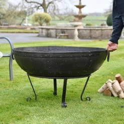 Iron Kadai Fire Bowl - 100cm -Garden Supply Discount Store 100cm bowl handles down 6
