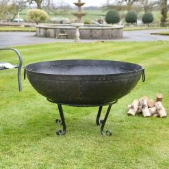 Iron Kadai Fire Bowl - 110cm -Garden Supply Discount Store 110cm kadai bowl handles down 2