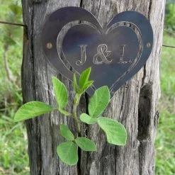 7" Iron Initial Heart -Garden Supply Discount Store 7 inch natural iron initial heart 2