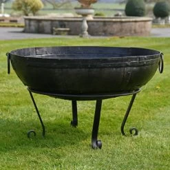 Iron Kadai Fire Bowl - 90cm -Garden Supply Discount Store 90cm fire bowl handles down 1