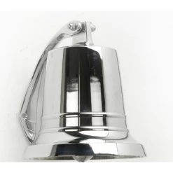 4" Bright Chrome Bell With Rope Lanyard -Garden Supply Discount Store Chrome Bell close up