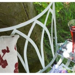 “Maylock Manor” Wrought Style Iron Tree Bench -Garden Supply Discount Store Tree bench close up 1