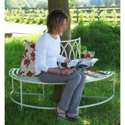 “Maylock Manor” Wrought Style Iron Tree Bench -Garden Supply Discount Store Tree bench scale shot 1