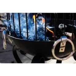 "Imperial Mogul" Kadai Fire Pit & Barbecue -Garden Supply Discount Store Wrought iron fire pit with dish fire close up 1