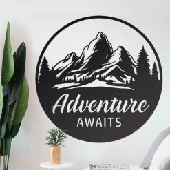 Black 'Adventure Awaits' Wall Art