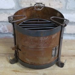 Aged Rustic Barrel Outdoor BBQ - 24cm