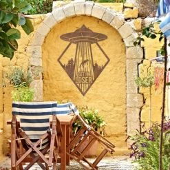 "Get In Loser" Rustic Alien Wall Art -Garden Supply Discount Store alien get in loser wall art rustic 4