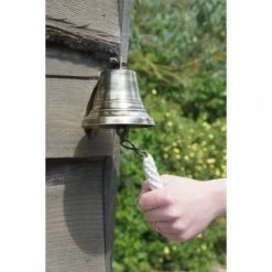 7" Antique Brass Bell With Rope Lanyard -Garden Supply Discount Store antique brass bell scale 1 1 5