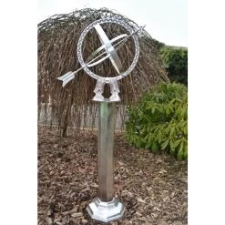 Antique Silver Armillary With Column - 105cm -Garden Supply Discount Store antique silver armillary sundial coplete with stand in the garden hs042