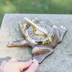 Antique Brass 'Frog Prince' Sundial - 200mm -Garden Supply Discount Store antique brass frog prince sundial 200mm 1