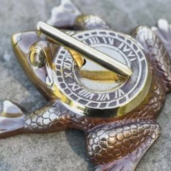 Antique Brass 'Frog Prince' Sundial - 200mm -Garden Supply Discount Store antique brass frog prince sundial 200mm 3