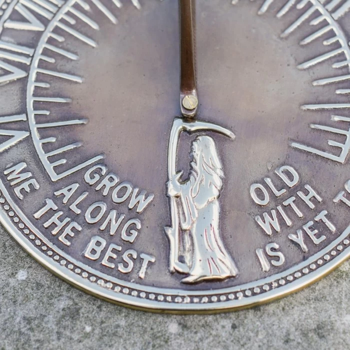 Antique Brass 'Old Father Time' Sundial - 200mm 5 Antique Brass 'Old Father Time' Sundial - 200mm - Image 3