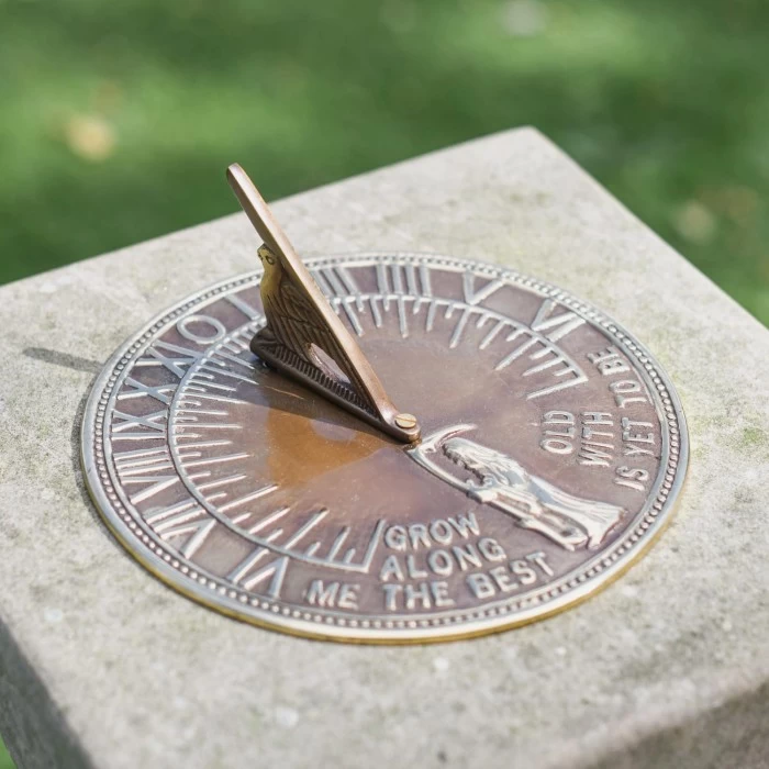 Antique Brass 'Old Father Time' Sundial - 200mm 3 Antique Brass 'Old Father Time' Sundial - 200mm