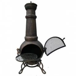 Antique Bronze Cast Iron Chimenea - 129cm