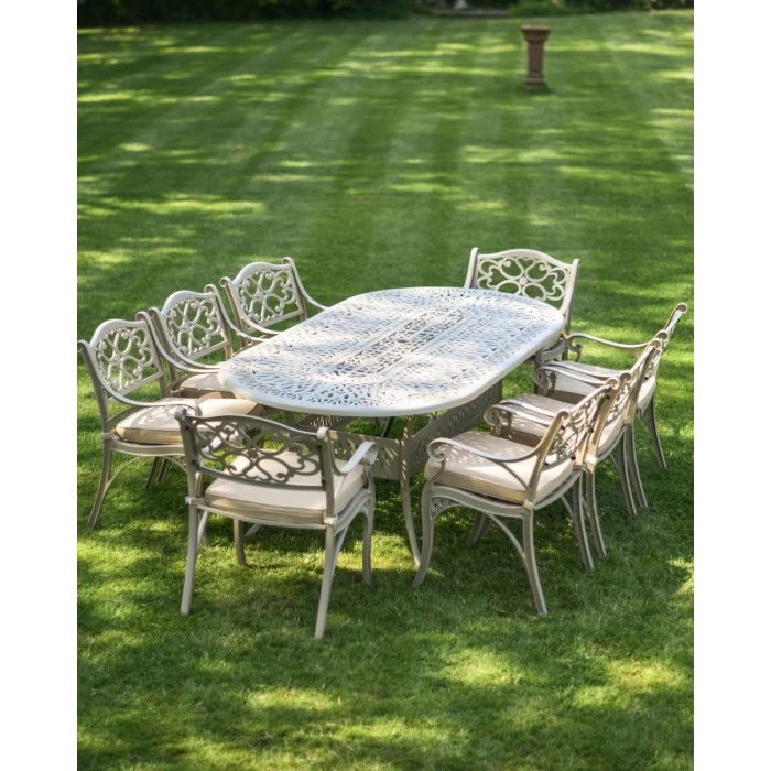 Antique Champagne "Moreville" Eight Seater Garden Table & Chair Set - Image 3