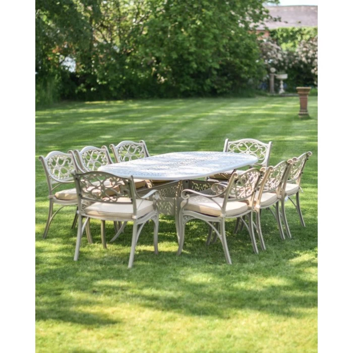 Antique Champagne "Moreville" Eight Seater Garden Table & Chair Set - Image 12