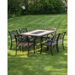 Antique Copper "Radford" Six Seater Table & Chair Set With BBQ Grill -Garden Supply Discount Store antique copper radford six seater table chair set with bbq grill 13
