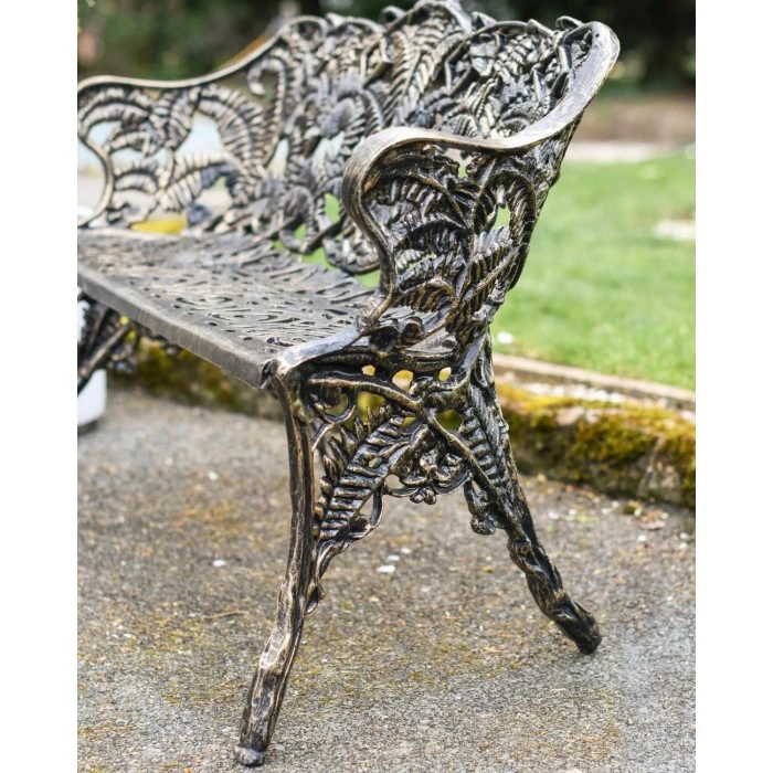 Antique Gold "Palm Leaf" Garden Bench 5 Antique Gold "Palm Leaf" Garden Bench - Image 3