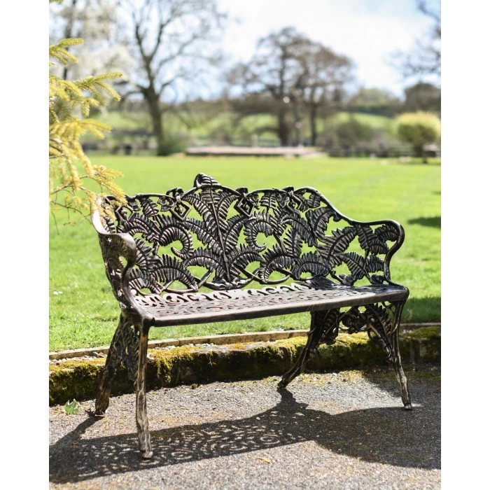 Antique Gold "Palm Leaf" Garden Bench 9 Antique Gold "Palm Leaf" Garden Bench - Image 7