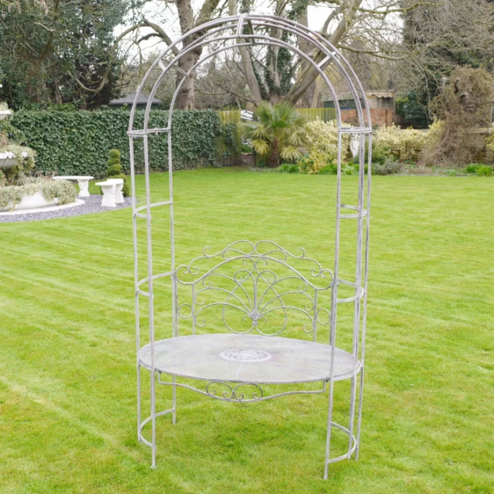 Antique Grey Arbour Bench 3 Antique Grey Arbour Bench