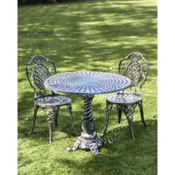 Antique Silver "Valhalla" Two Seater Bistro Set -Garden Supply Discount Store antique silver 22valhalla 22 two seater bistro set 5