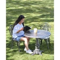 Antique Silver "Valhalla" Two Seater Bistro Set -Garden Supply Discount Store antique silver 22valhalla 22 two seater bistro set 9