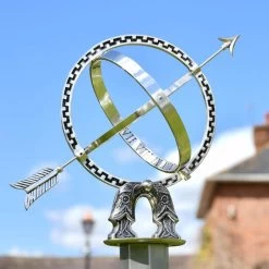 Antique Silver Armillary With Column - 105cm -Garden Supply Discount Store antique silver armillary with column 105cm 9