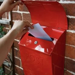 "Apple Orchard” Red Berkley Hill Post Box With Lock -Garden Supply Discount Store apple orchard red berkley hill post box with lock 4