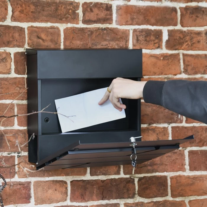 "Arlington" Black Modern Wall Mounted Post Box & Newspaper Holder 7 "Arlington" Black Modern Wall Mounted Post Box & Newspaper Holder - Image 5