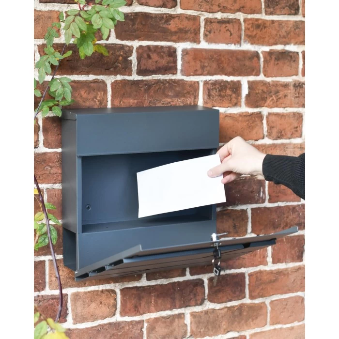 "Arlington" Grey Modern Wall Mounted Post Box & Newspaper Holder 6 "Arlington" Grey Modern Wall Mounted Post Box & Newspaper Holder - Image 4