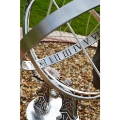 Antique Silver Armillary With Column - 105cm -Garden Supply Discount Store armillary sundial centre of with roman numerals for telling time hs042