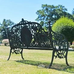 "Artemis" Large Ornate & Rustic Iron Bench 16 "Artemis" Large Ornate & Rustic Iron Bench -Garden Supply Discount Store back of large rustic artemis ornate bench