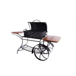 Barbeque With Two Wooden Worktops With Wheels