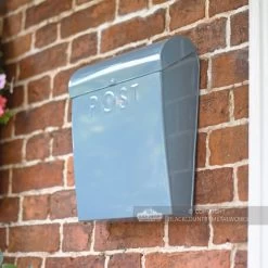 “April Showers” Slate Blue Contemporary Post Box 25 “April Showers” Slate Blue Contemporary Post Box -Garden Supply Discount Store bcmw lb1153 gry simplistic post box