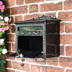 "Horncastle Abbey" Black Wall Mounted Post Box -Garden Supply Discount Store bcmw lb1156 blk locakble wall mounted post box