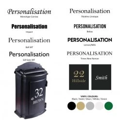 “Inkwell” Black York Post Box -Garden Supply Discount Store bcmw product fonts lb1002 blk