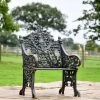 'The Bartholomew' Aged Black Cast Iron Gothic Single Seat Bench 2 'The Bartholomew' Aged Black Cast Iron Gothic Single Seat Bench -Garden Supply Discount Store bench blk 1