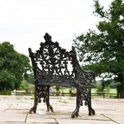 'The Bartholomew' Aged Black Cast Iron Gothic Single Seat Bench -Garden Supply Discount Store bench blk 6