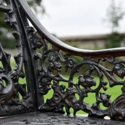 'The Bartholomew' Aged Black Cast Iron Gothic Single Seat Bench -Garden Supply Discount Store bench blk 7