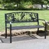 Bespoke Fairy Trio Iron & Steel Park Bench In Black