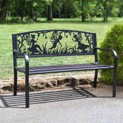 Bespoke Fairy Trio Iron & Steel Park Bench In Black 11 Bespoke Fairy Trio Iron & Steel Park Bench In Black -Garden Supply Discount Store bespoke fairy trio iron steel park bench in black 4