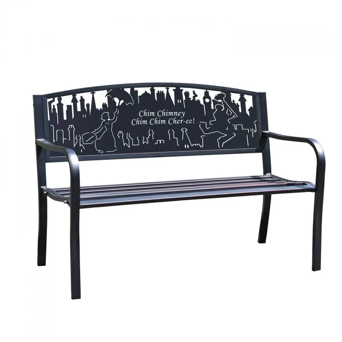 Bespoke Mary Poppins Iron & Steel Park Bench In Black 4 Bespoke Mary Poppins Iron & Steel Park Bench In Black - Image 2