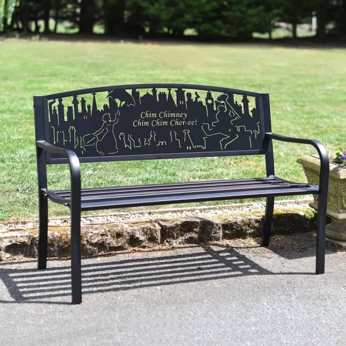 Bespoke Mary Poppins Iron & Steel Park Bench In Black 3 Bespoke Mary Poppins Iron & Steel Park Bench In Black