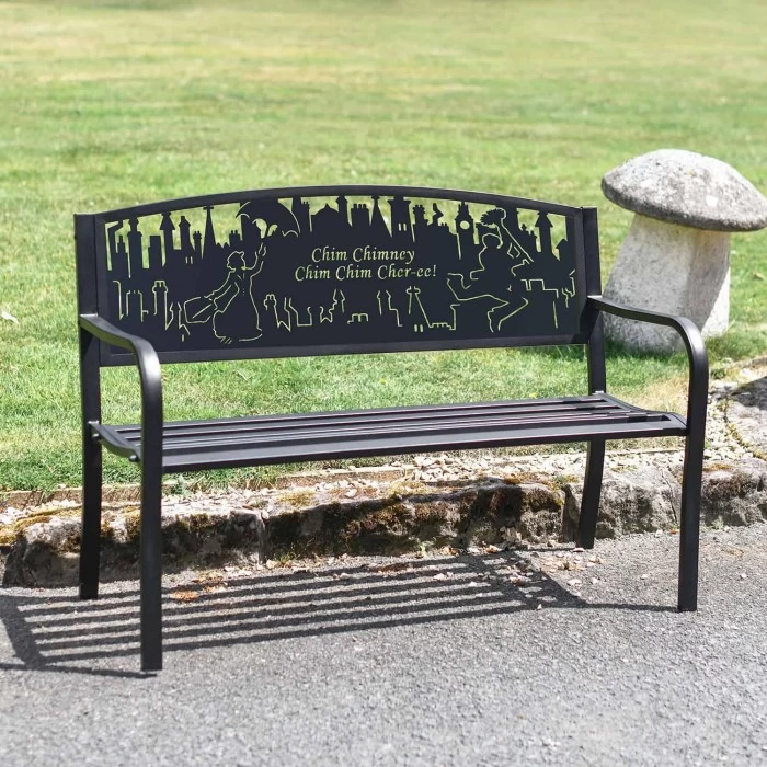 Bespoke Mary Poppins Iron & Steel Park Bench In Black 5 Bespoke Mary Poppins Iron & Steel Park Bench In Black - Image 3