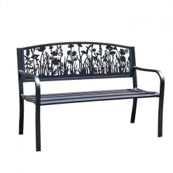 Bespoke Meadow Iron & Steel Park Bench In Black -Garden Supply Discount Store bespoke meadow iron steel park bench in black 1