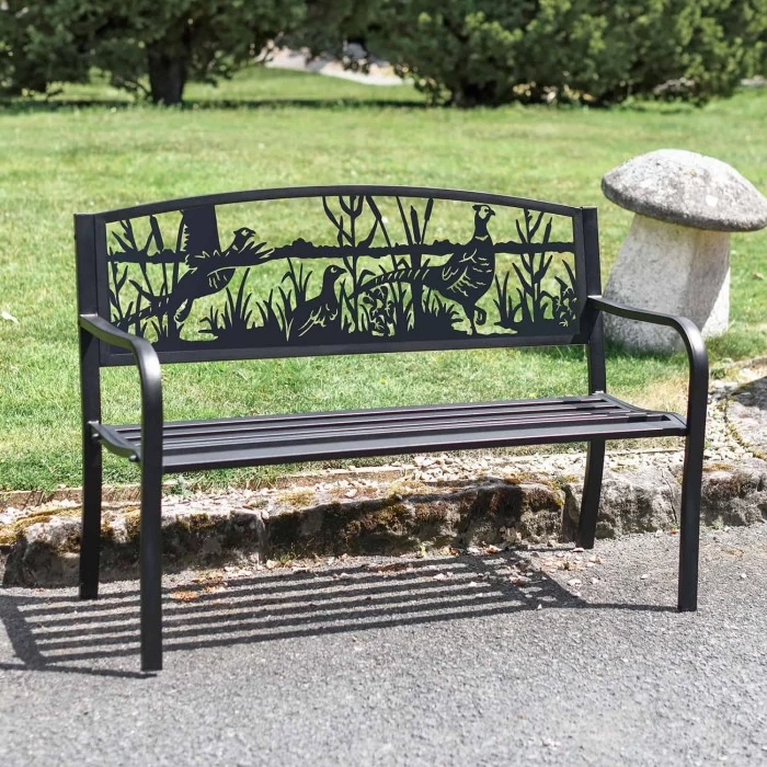 Bespoke Pheasant Iron & Steel Park Bench In Black 7 Bespoke Pheasant Iron & Steel Park Bench In Black - Image 5