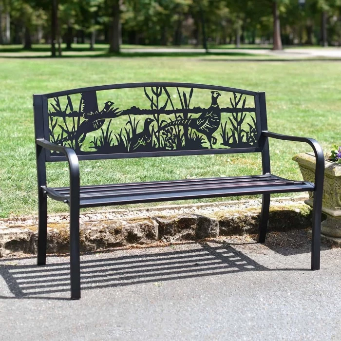 Bespoke Pheasant Iron & Steel Park Bench In Black 5 Bespoke Pheasant Iron & Steel Park Bench In Black - Image 3
