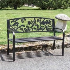 Bespoke Robins Iron & Steel Park Bench In Black -Garden Supply Discount Store bespoke robins iron steel park bench in black 4