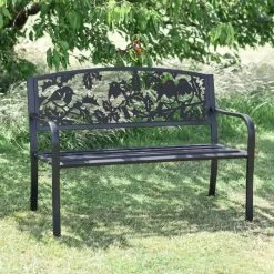 Bespoke Robins Iron & Steel Park Bench In Black -Garden Supply Discount Store bespoke robins iron steel park bench in black 5